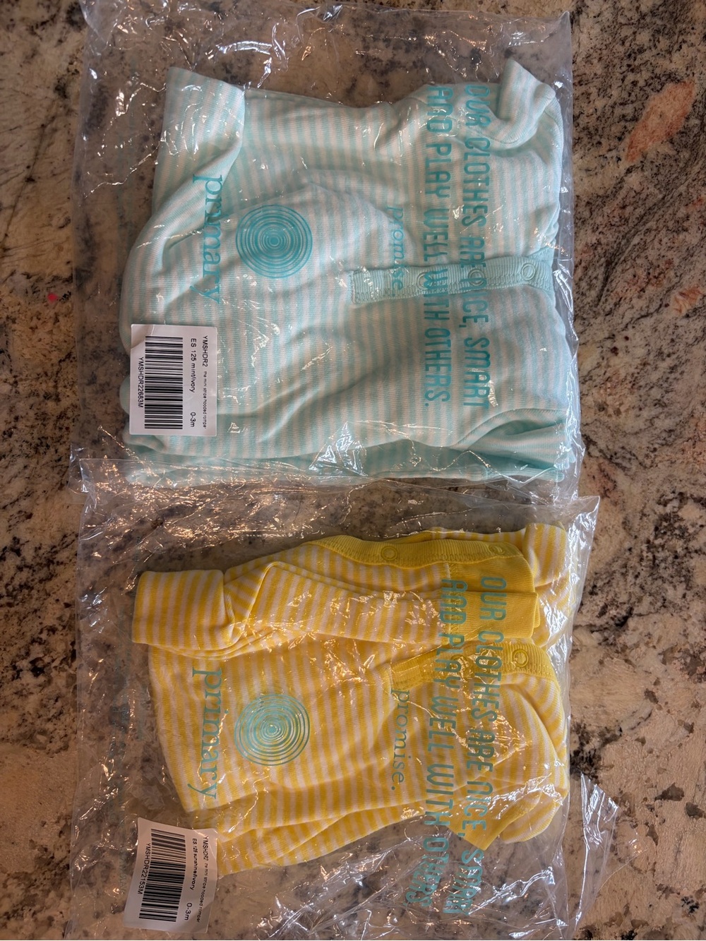 Primary NWT / Giftable - Baby Striped Knit Bottoms - Yellow and Mint (0-3 mo)